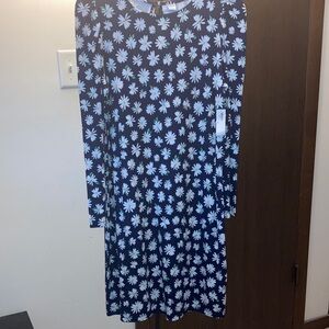 Old Navy Navy Blue Floral Daisy Long Sleeve Dress
